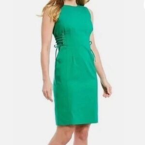 Calvin Klein, Elegant Green Sleeveless Midi Dress